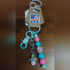 Colorful Handmade Beaded Keychain with Angel Charm
